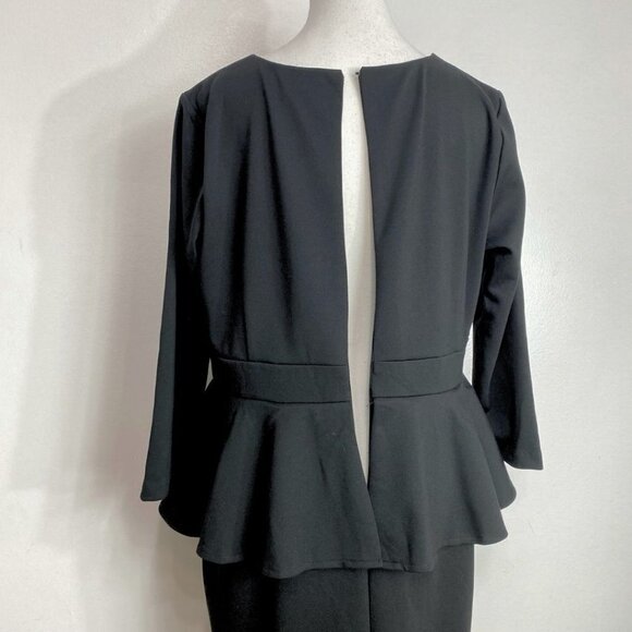 ELOQUII BLACK PEPLUM SHEATH MIDI FORMAL DRESS - 14 - Picture 5 of 10